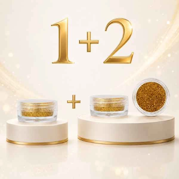 Nail art powder - gold with glitters - 1+2 FREE PROMOTION