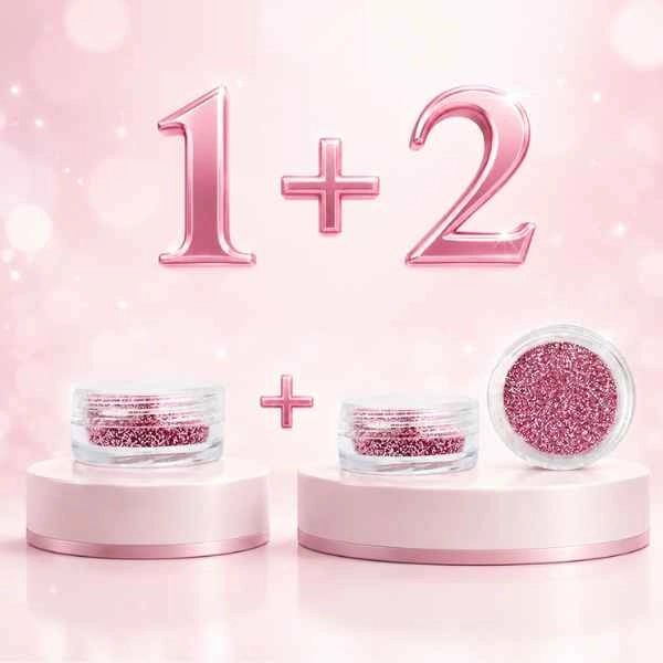 Nail art powder - dusty rose with glitters - 1+2 FREE PROMOTION