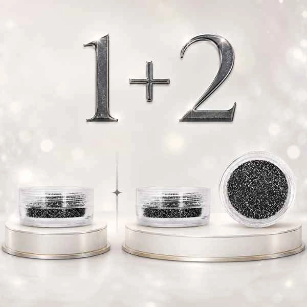 Nail art powder - antracit with glitters - 1+2 FREE PROMOTION