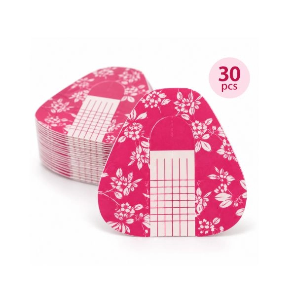 Nail form – pink with flowers, 30pcs