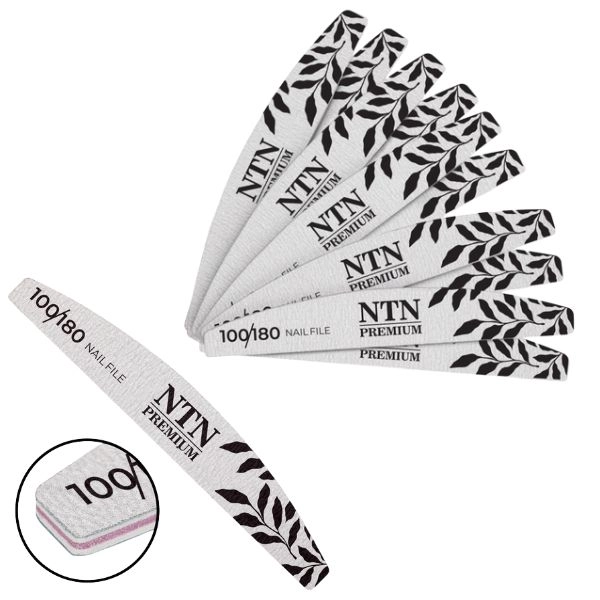 NTN Premium Half-Moon Nail File – Zebra 100/180, 10 pcs