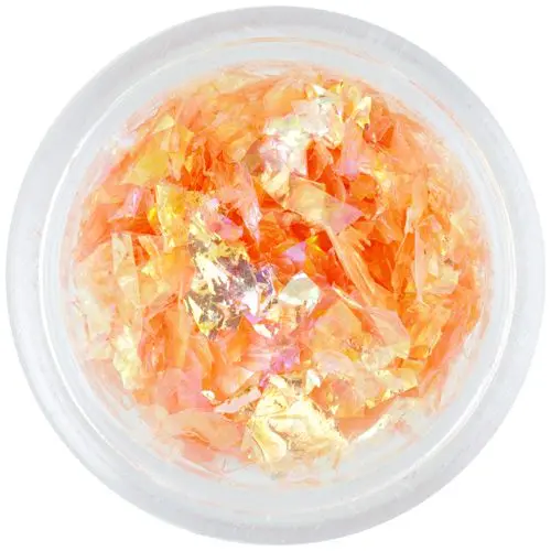 Nail decorations in orange colour – flakes