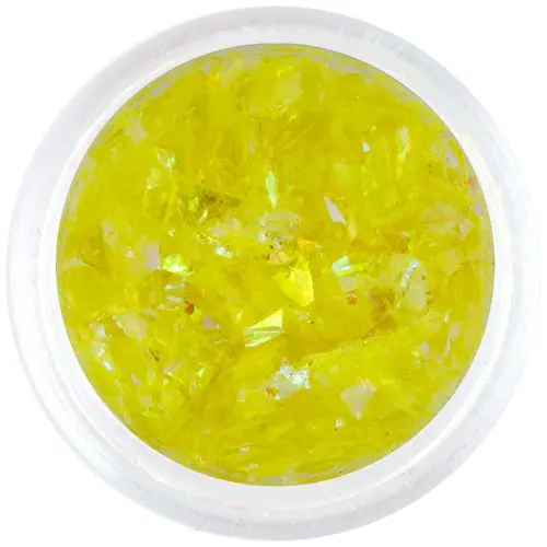 Yellow glitter flakes - nail art