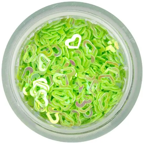 Nail art confetti - light green hearts