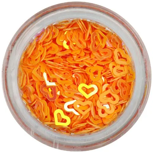 Nail spangles - deep orange hearts