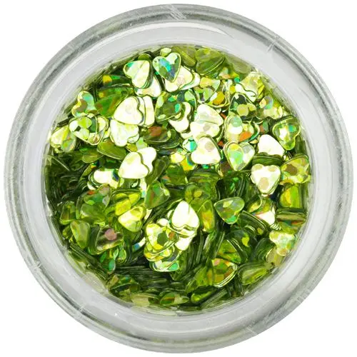 Nail spangles - pistachio hearts