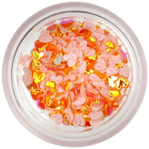Nail art fabric confetti - orange hearts
