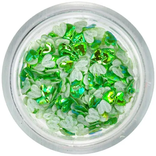 Nail spangles - green fabric hearts