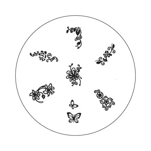 Floral nail stamping plate M36