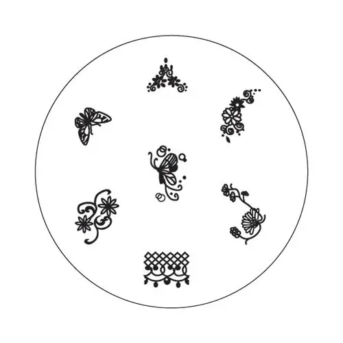 Nail stamping plate B36 - butterflies, flowers