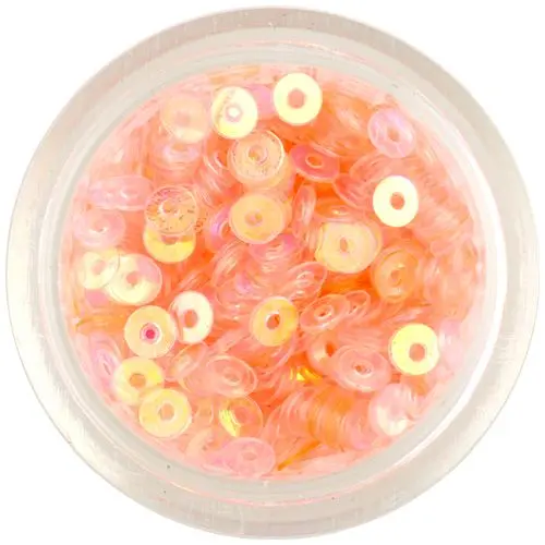 Nail decoration - peach coloured round flitter disks