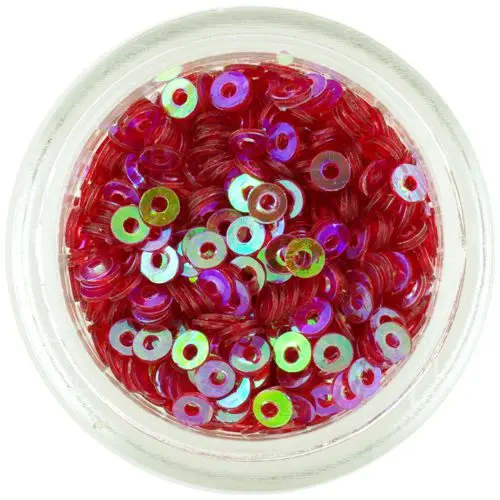 Dark pink nail art - flitters in shape of round disks