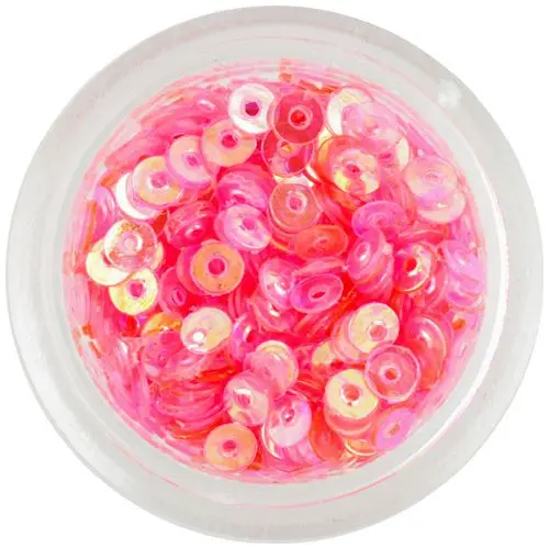 Nail decorations - round disk flitters, pink