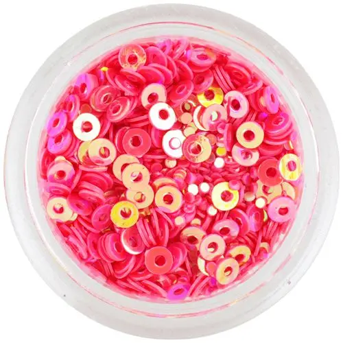 Round disk flitters- coral red