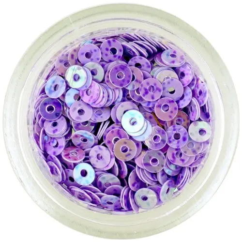 Nail decorations - round disk flitters in lilac colour