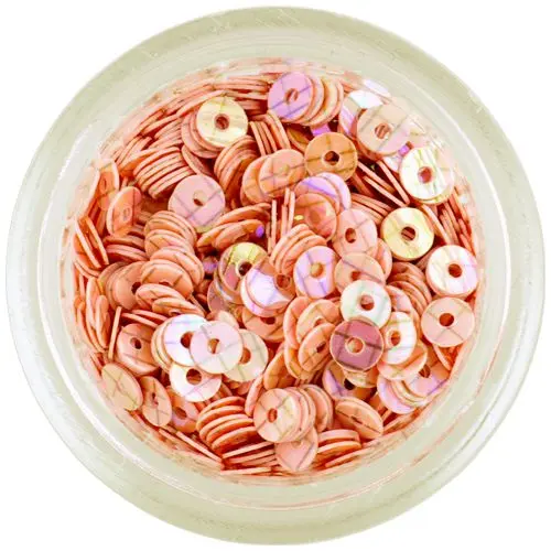 Light pink nail art sequin disks with black stripes