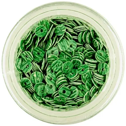 Round flitter disks - green with dark green stripes