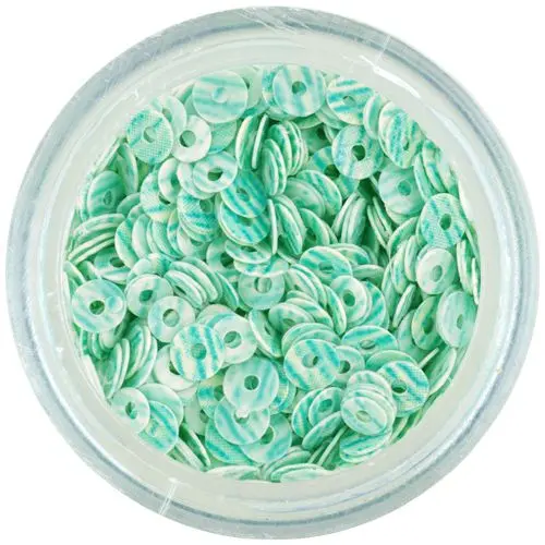 Light blue round sequins with blue stripes