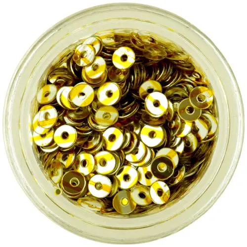 Round disk sequins - silver with golden stripes
