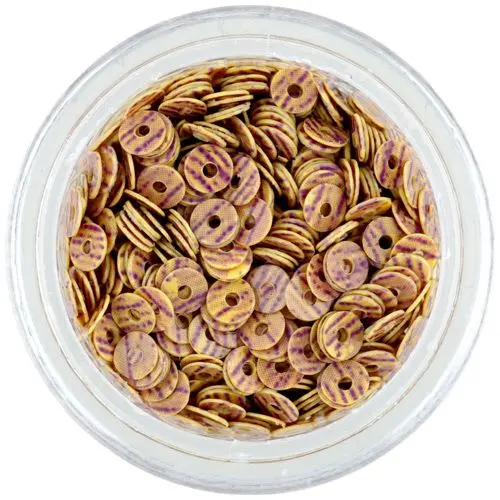 Round disk sequins - beige with brown stripes
