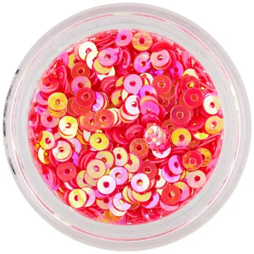 Nail decoration - coral red disk sequins