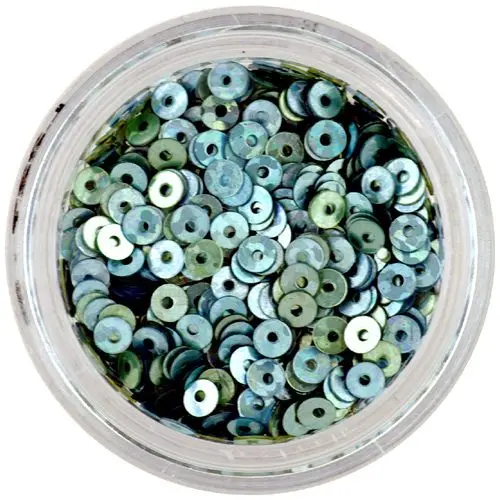 Grey-blue nail art flitter disks