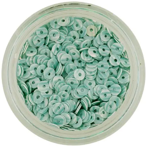 Nail decoration - mint coloured disk sequins with green stripes