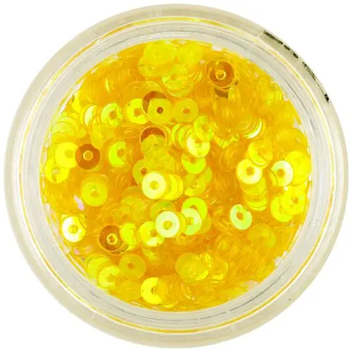 Nail decoration - dark yellow round disk flitters
