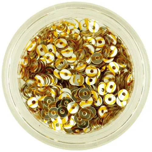 Silver nail art sequin disks with golden stripes