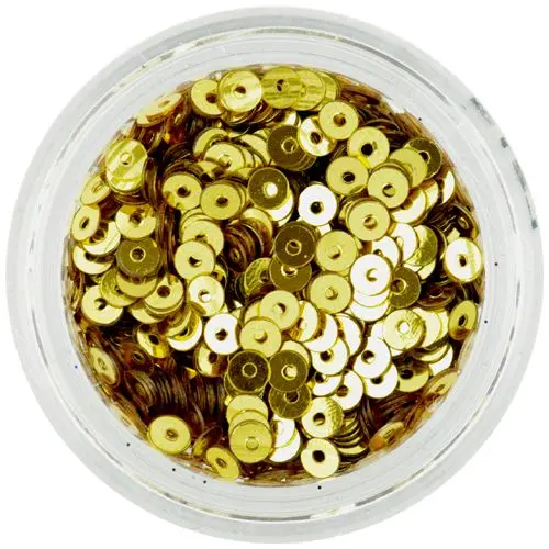 Golden nail art round disk flitters