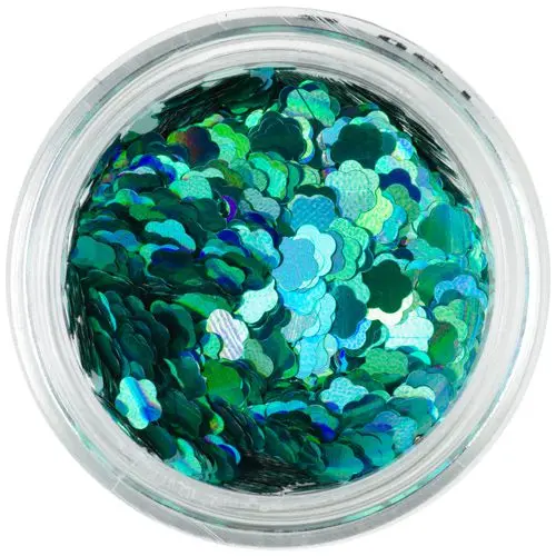 Nail decoration - turquoise green flower shaped confetti
