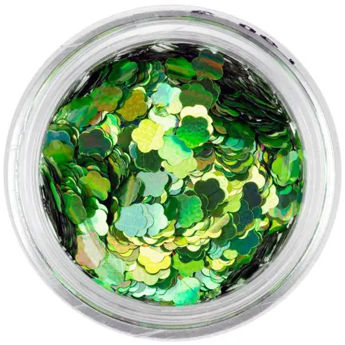 Decorative flower confetti - green, hologram