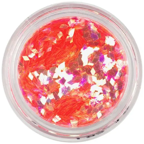 Orange-red diamond confetti, neon
