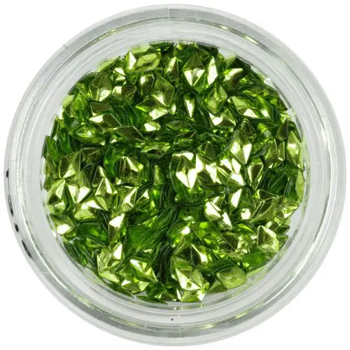 Nail art confetti - green-gold 3D diamonds