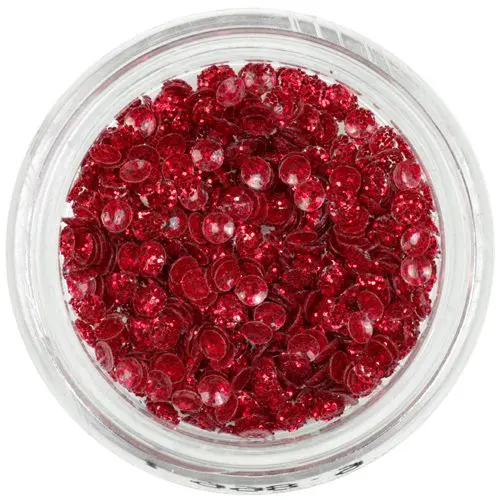 Red nail art decoration - 3D shell, sparkling