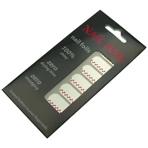 Silver with red dots - nail foil stickers (SNF025)