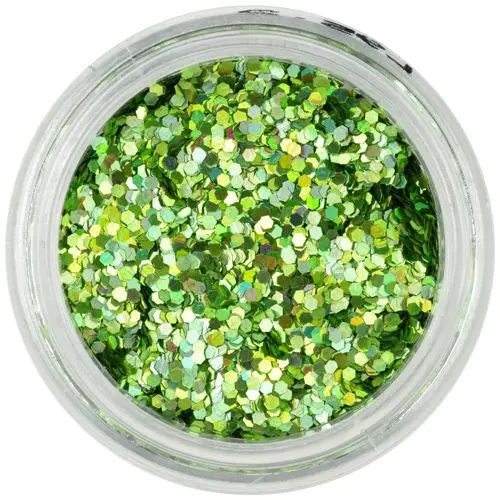 1mm confetti - holographic hexagons, green
