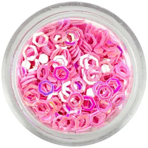 Flitters - hollow hexagons, light pink