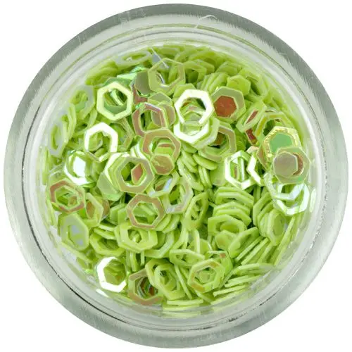 Light green nail art hexagons