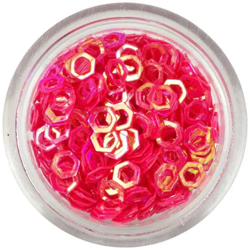 Flitters - hollow hexagons, coral red