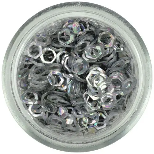 Silver hexagons - contours, hologram