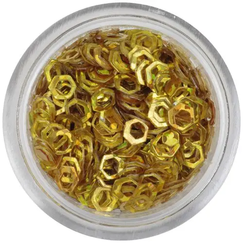 Decorative hexagon - deep gold colour, hologram
