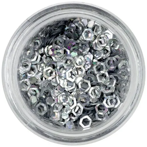 Holographic hexagons - silver, contours