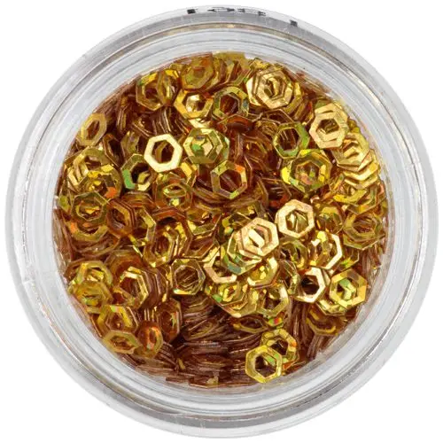 Holographic hexagon - deep gold