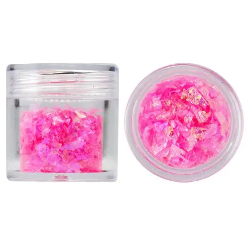 Nail decorations 10g - flakes in deep pink colour