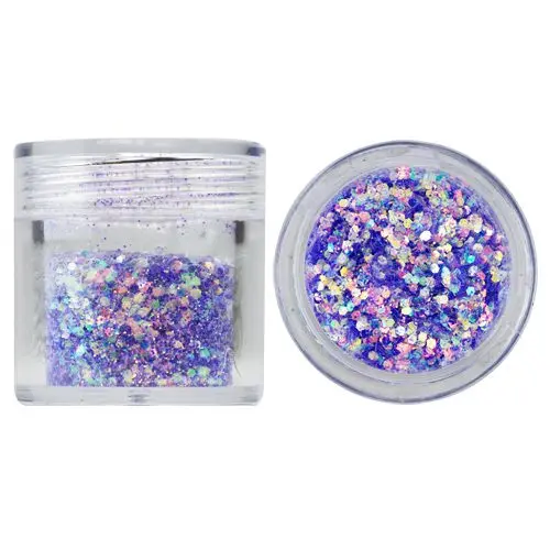 Hexagon in glitter dust powder, 1mm - violet-blue, 10g