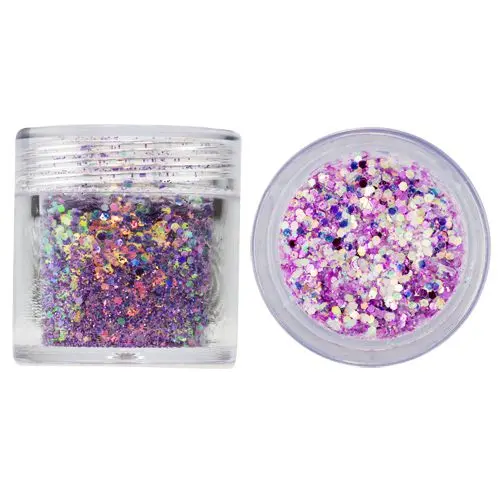 Hexagon in glitter dust powder, 1mm - violet, 10g