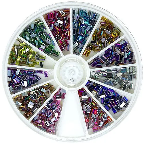 Decorative rhinestones, set - rectangle with holographic effect