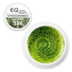 Coloured 5g UV gel for nails – 556 Flip Flop - Glitter Golden Emerald