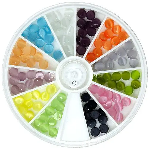 Nail decorations in a box - round rhinestones, 5mm